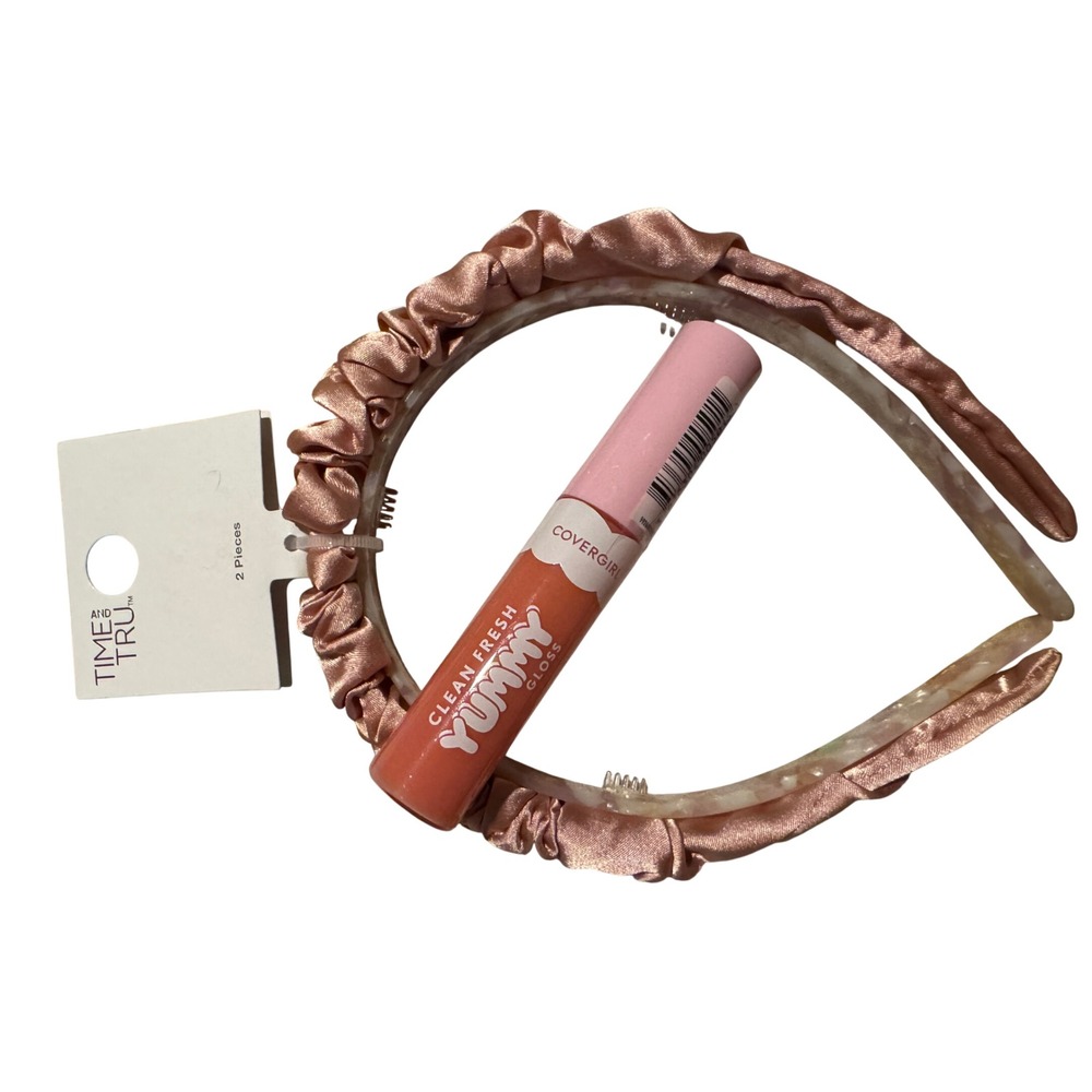 Time and Tru Blush Headband 2pk & Covergirl Yummy Gloss Havana Good Time Set